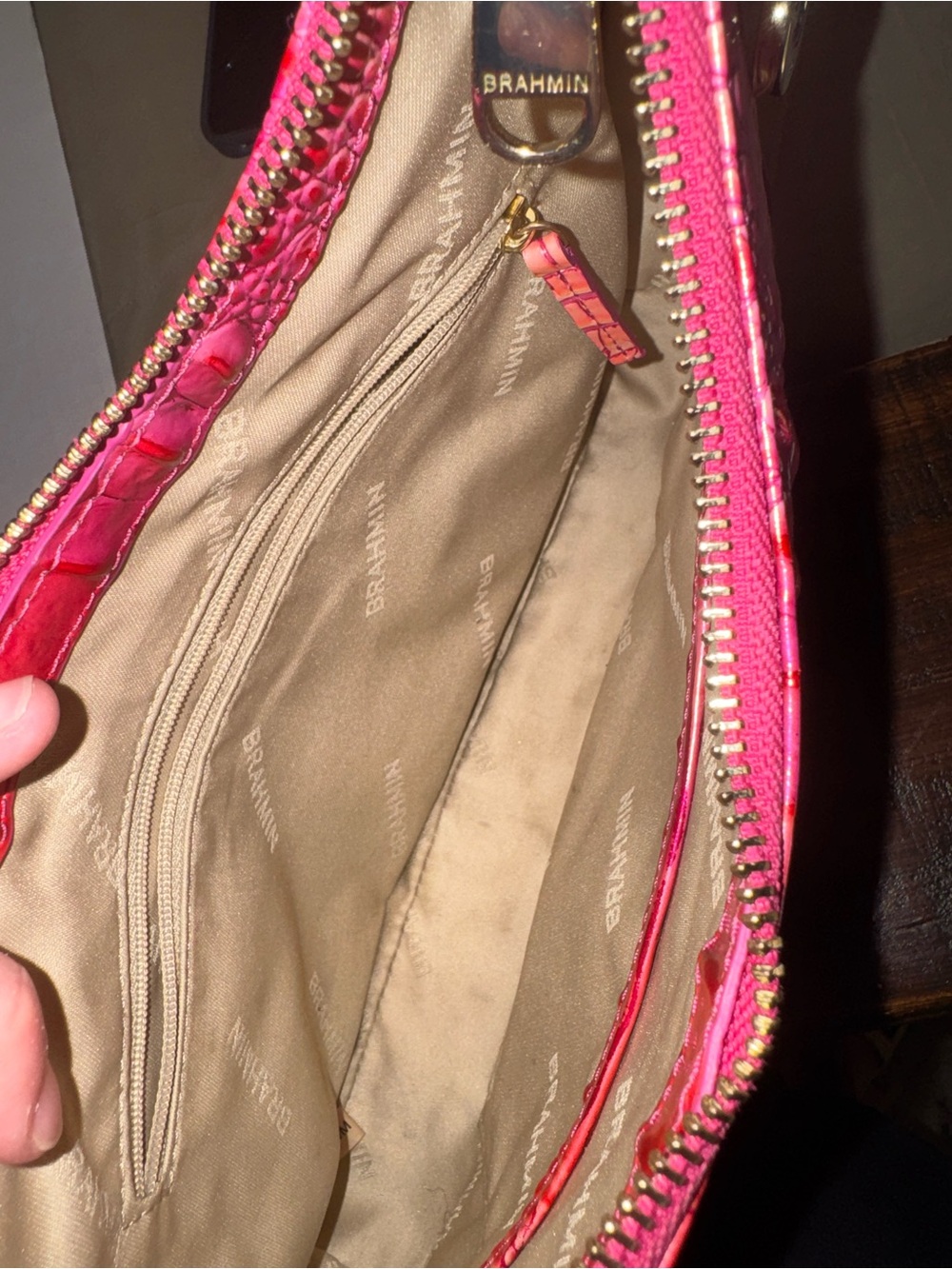 Brahmin Pink Croc-Embossed Shoulder Bag - Picture 5 of 7